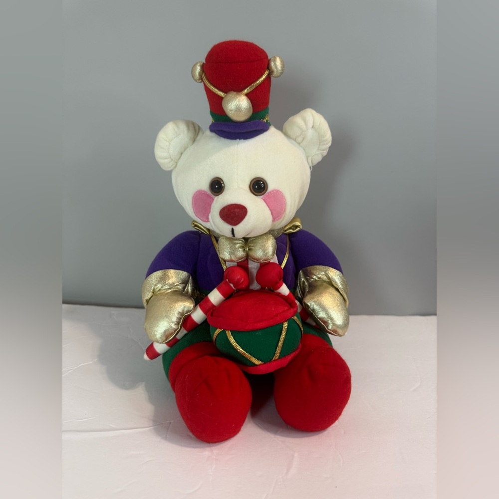 Vintage Avon Benson Teddy Bear 12" Plush Christmas Drummer 1994 Holiday Soft Toy